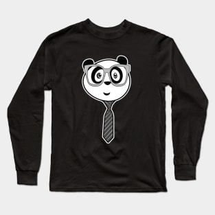 Panda Nerd - Black and White Long Sleeve T-Shirt